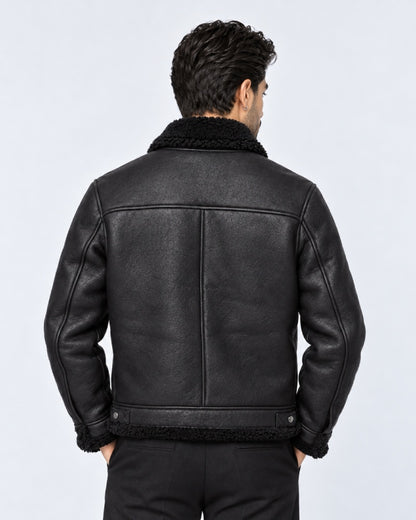 Mens Shearling Leather Bomber Jacket