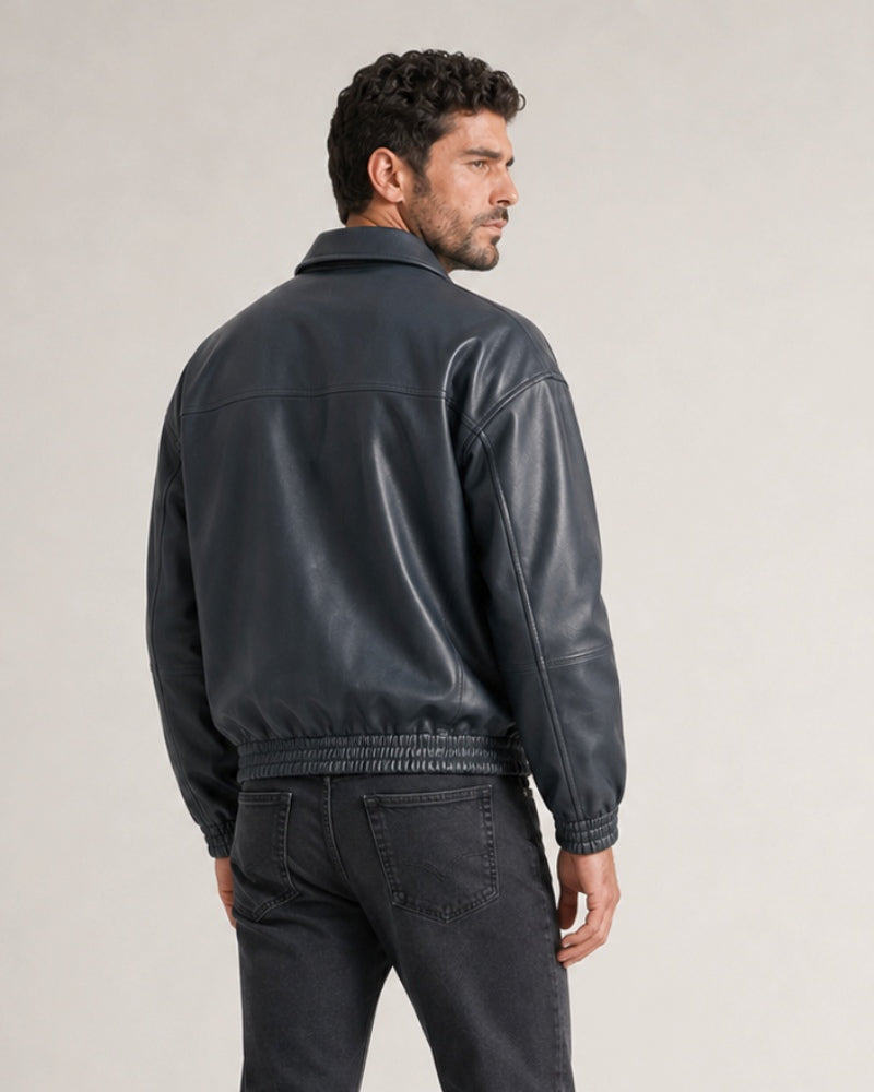 MensMidnightLeatherBlousonJacket