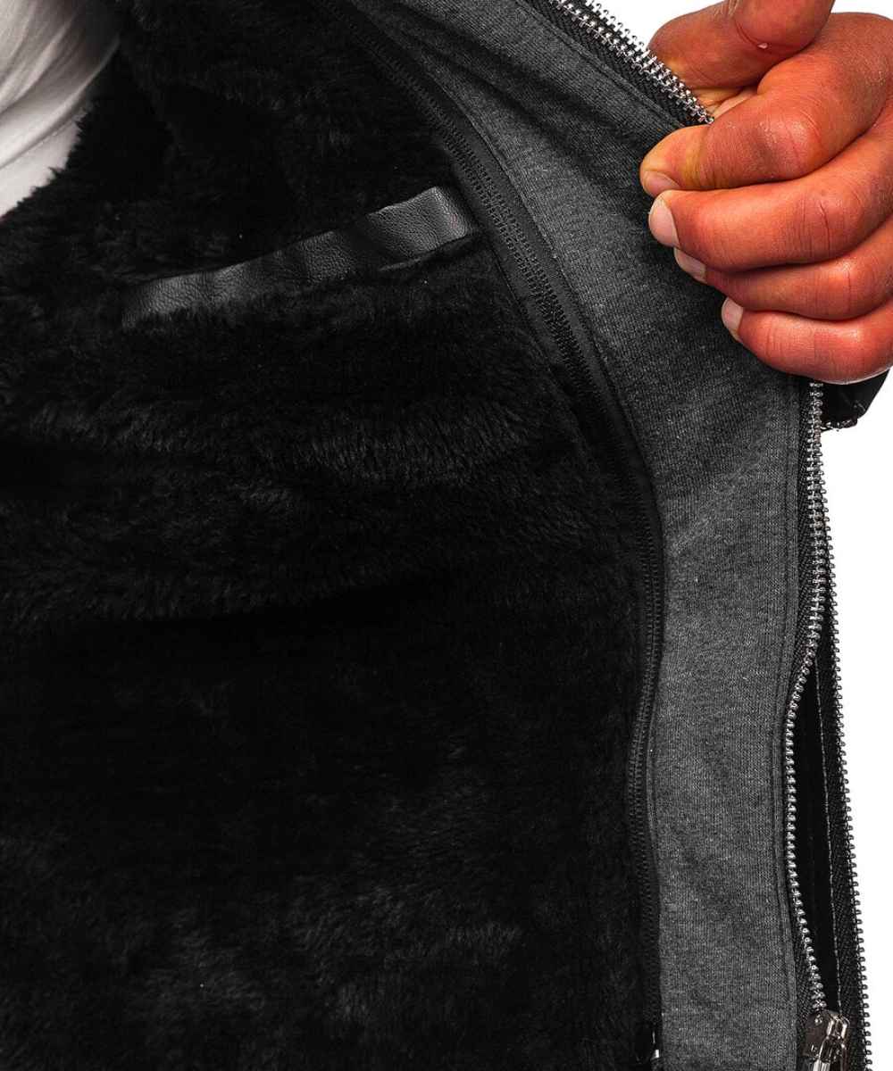 Mens Real Black Leather Jacket With Hood