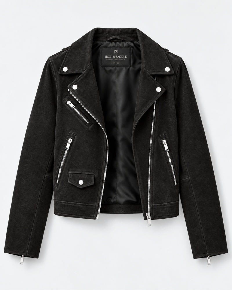 Mens Suede Black Biker Leather Jacket