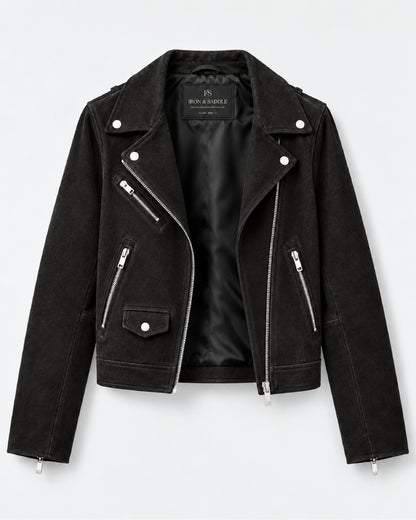Mens Suede Black Biker Leather Jacket