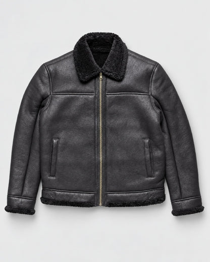 Mens Shearling Leather Bomber Jacket