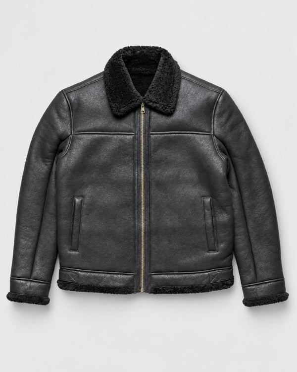 Mens Shearling Leather Bomber Jacket