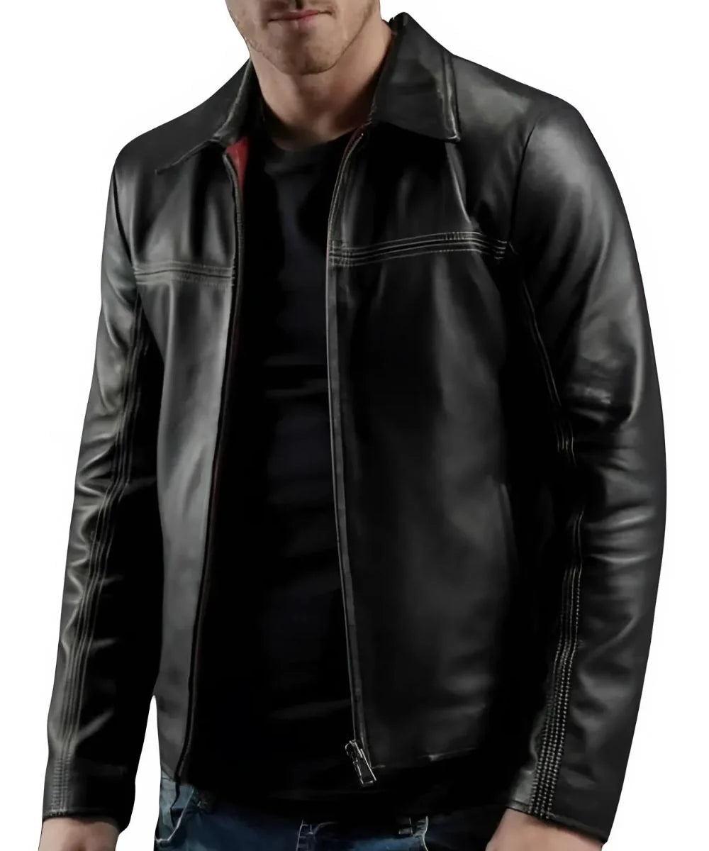 Mens Slim Fit Black Motorcycle Jacket