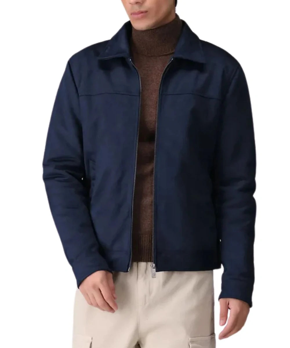 Mens Suede Leather Jacket Blue