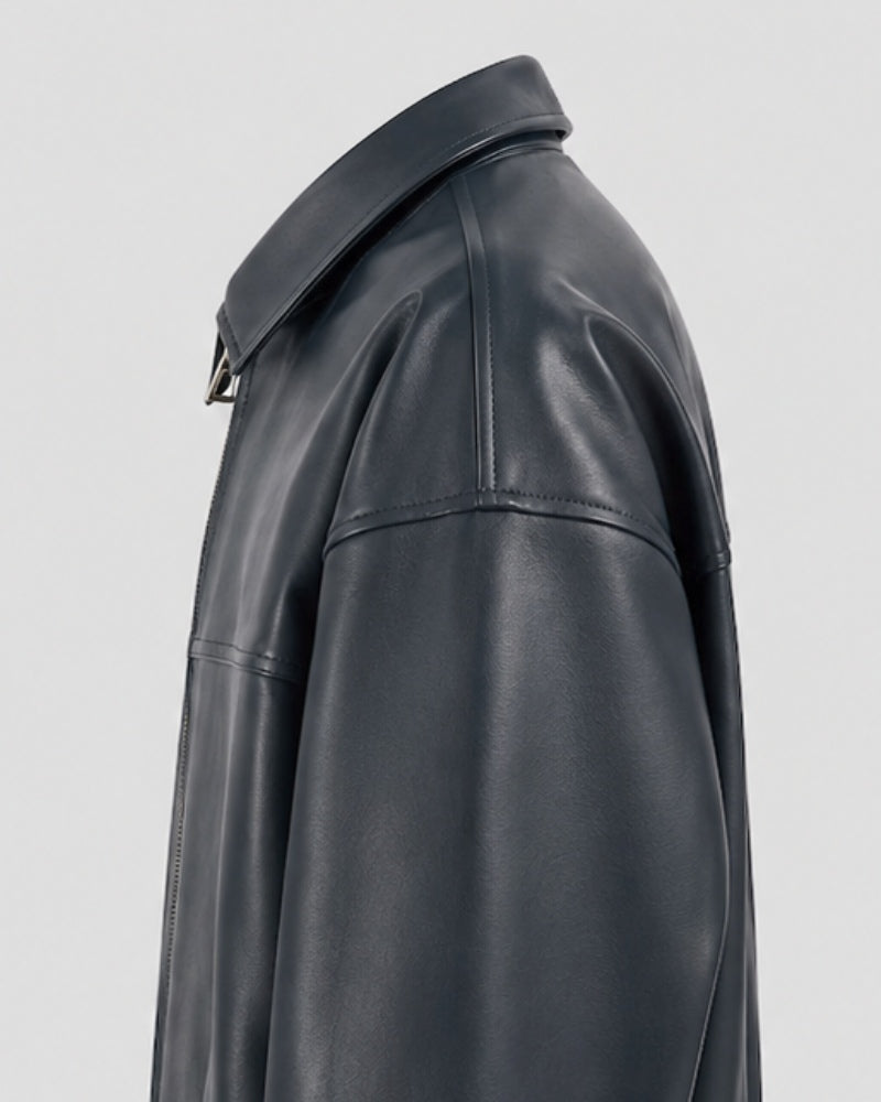 MidnightLeatherBlousonBomberJacket