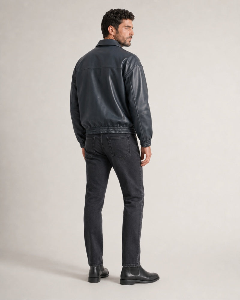 MidnightLeatherBlousonJacketMens