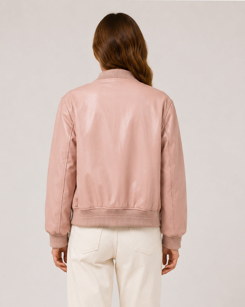 MinimalistLeatherBomberVarsity-StyleJacket