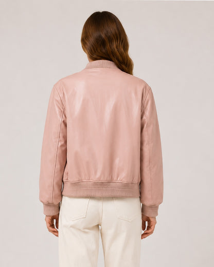 MinimalistLeatherBomberVarsity-StyleJacket