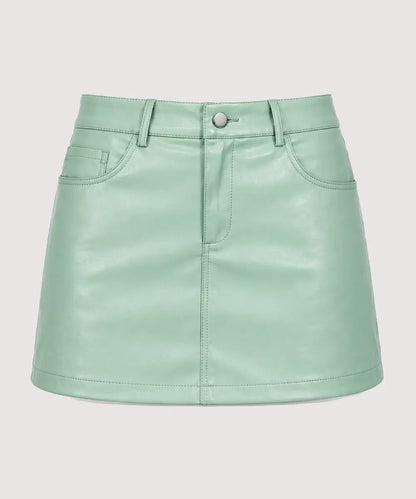 MintGreenLeatherMiniSkirtEmmaStone