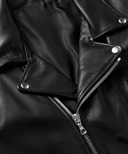 Motorcycle Mens Leather Jacket Black