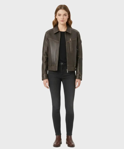 OversizedDistressedBomberJacket