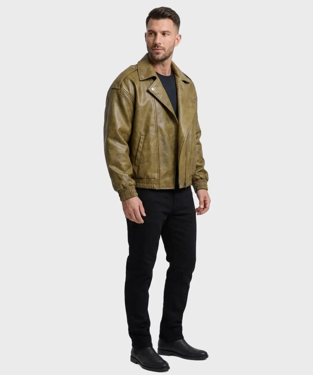 OversizedDoubleCollaredBrownBikerJacket