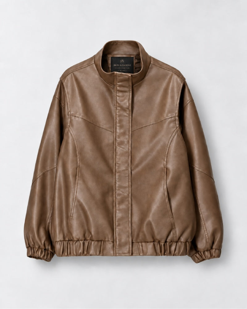 OversizedFauxLeatherBomberJacket