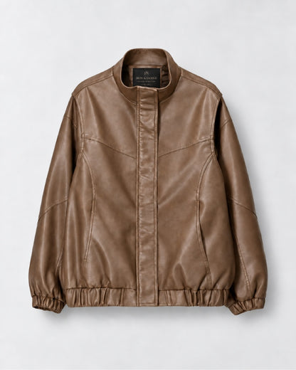 OversizedFauxLeatherBomberJacket