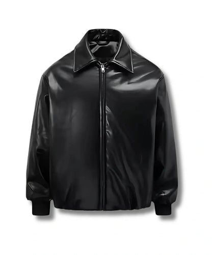 Oversized Black Leather Jacket
