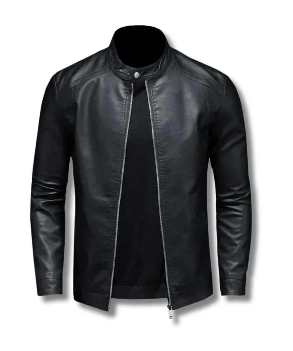 Plain Black Leather Jacket
