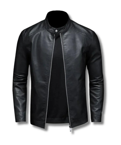 Plain Black Leather Jacket