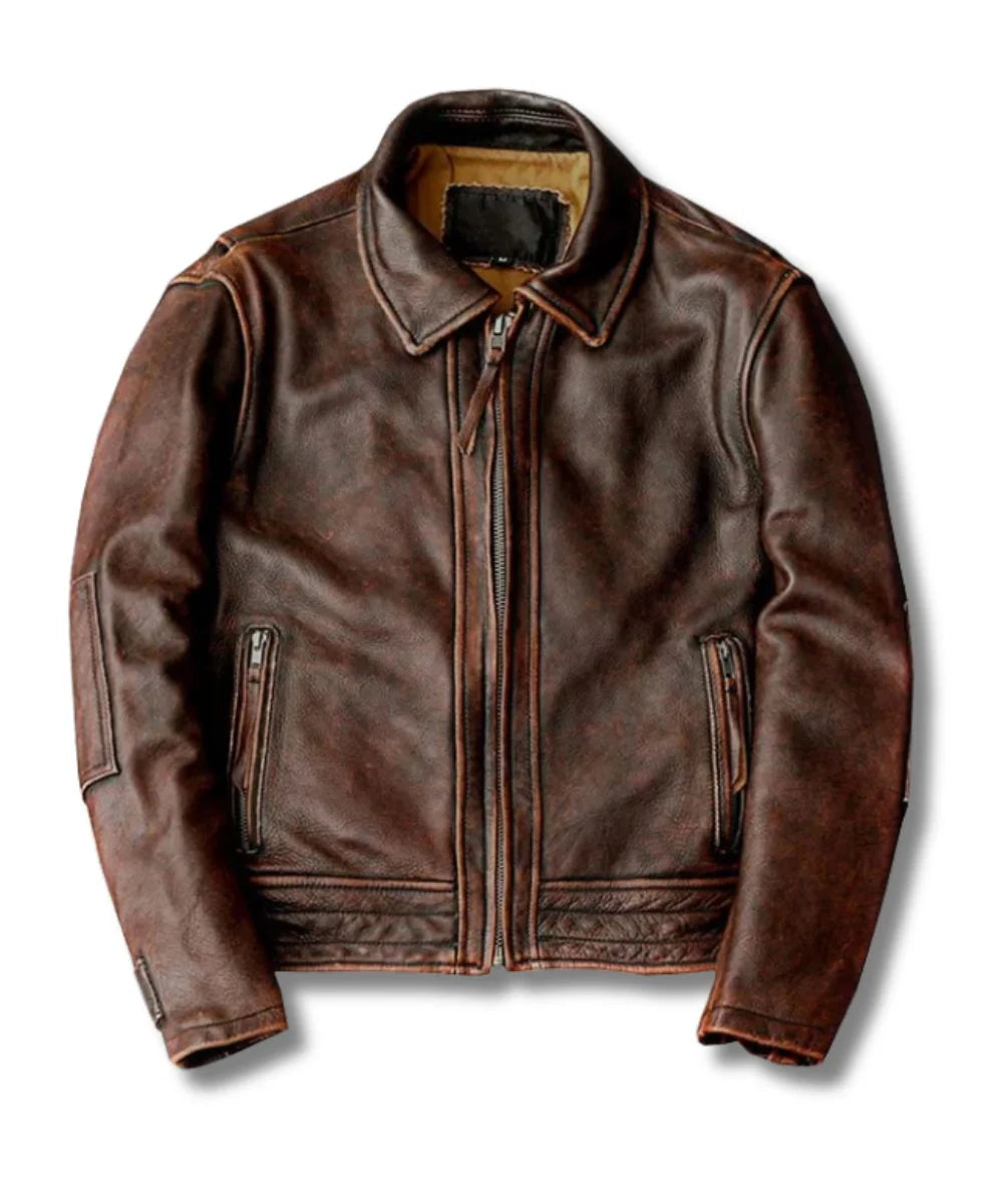 Plain Brown Leather Jacket