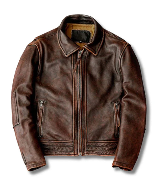 Plain Brown Leather Jacket