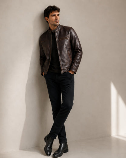 PremiumDarkBrownLeatherRacerJacket