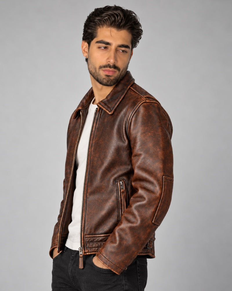Premium_Men_s_Plain_Brown_Hand_Cuffs_Leather_Jacket