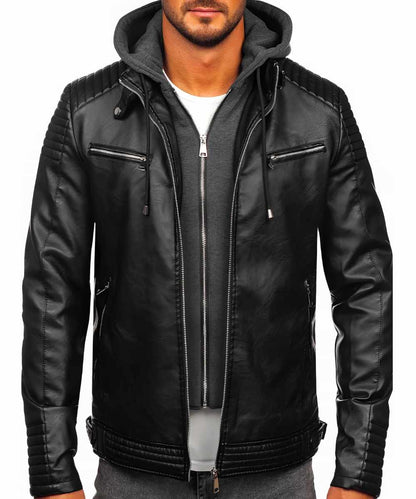 Rea lLeather Jacket With Hood