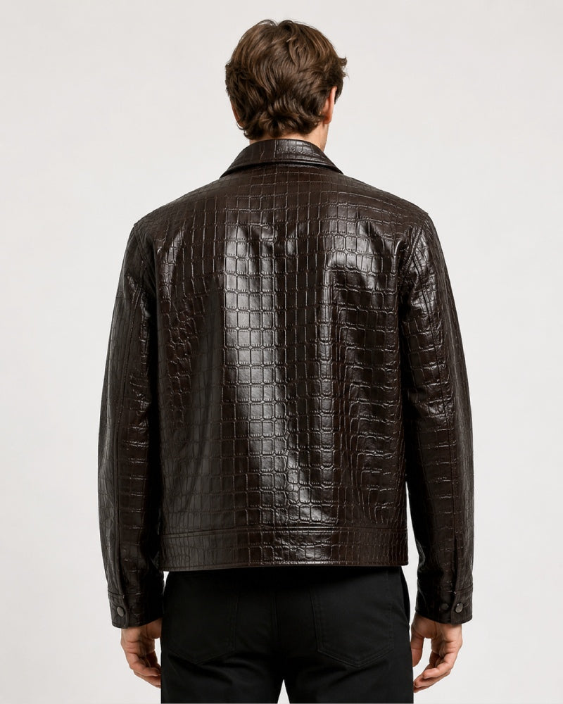 RegularFitCrocodile-PatternedZipperJacket