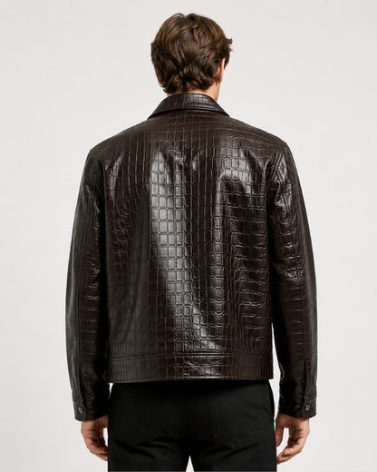 RegularFitCrocodile-PatternedZipperJacket