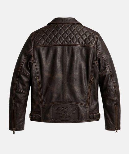 RoadsterCoffeeVintageLeatherBikerJacket