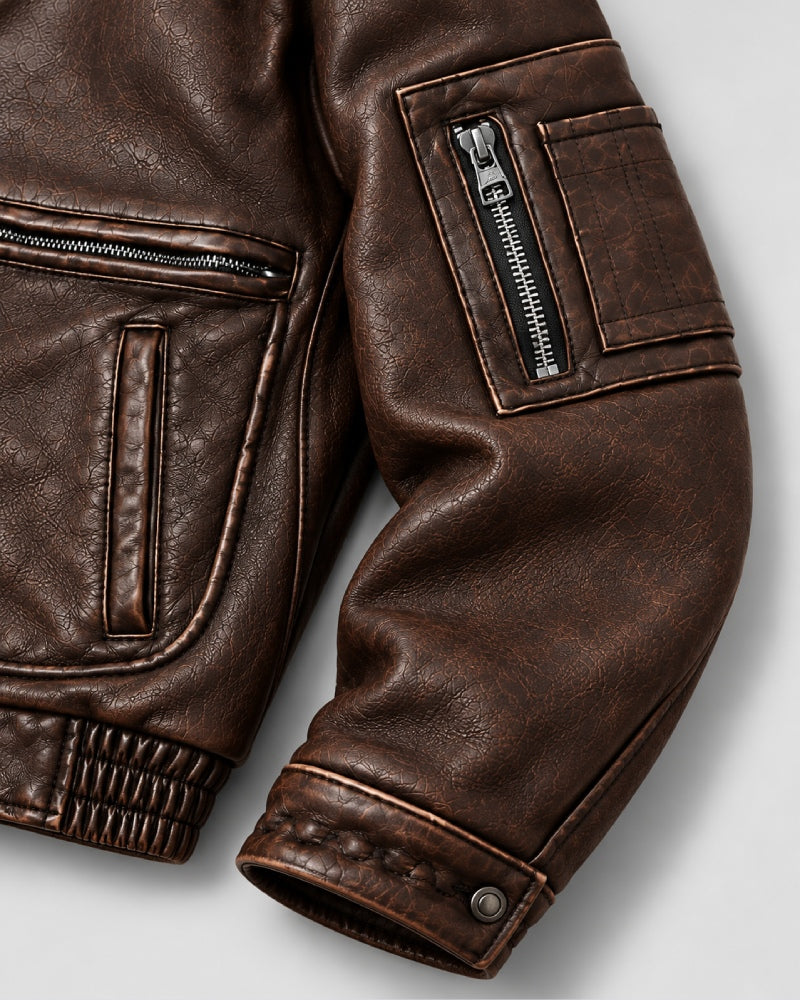 Russian Distressed Cowhide Leather Jacket