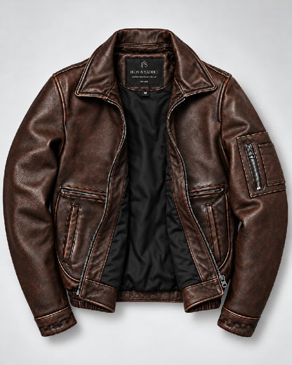 Russian Distressed Cowhide Leather Jacket