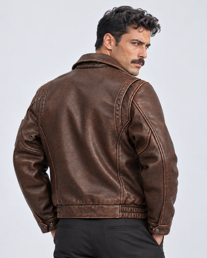 Russian Distressed Cowhide Leather Jacket