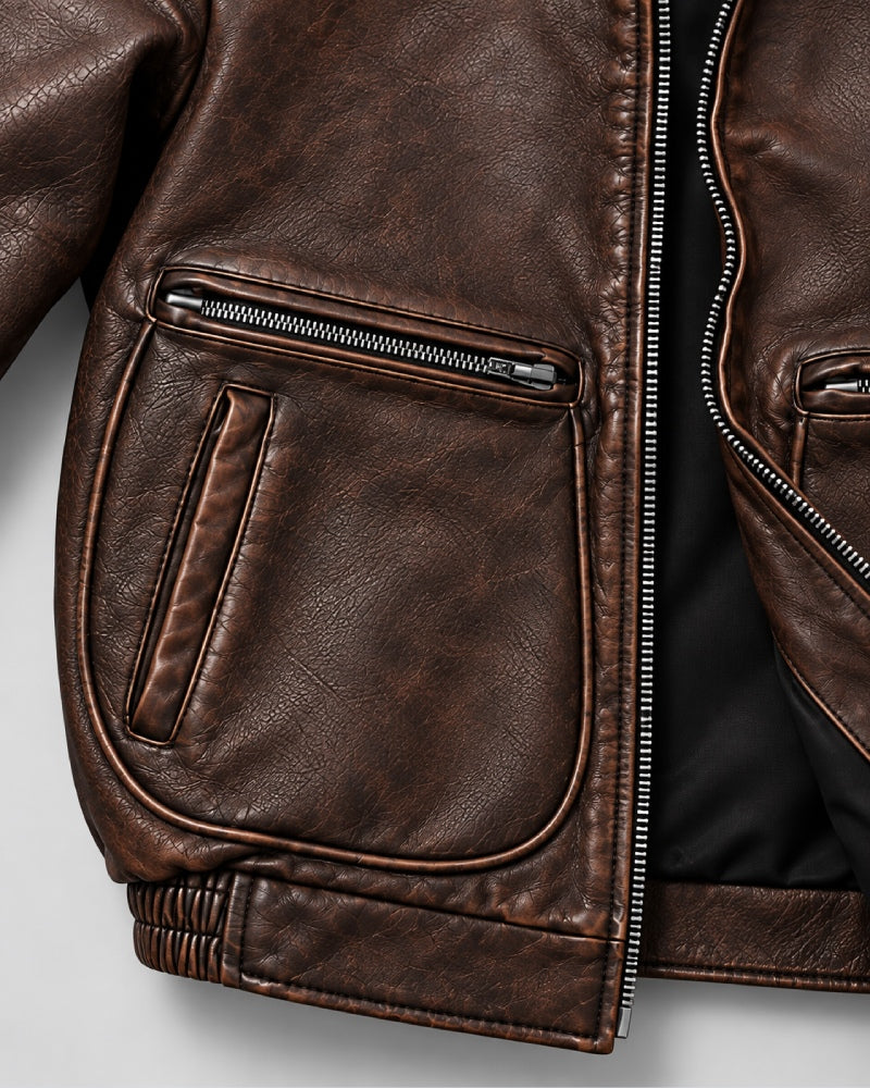 Russian Distressed Cowhide Leather Jacket