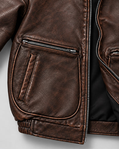 Russian Distressed Cowhide Leather Jacket