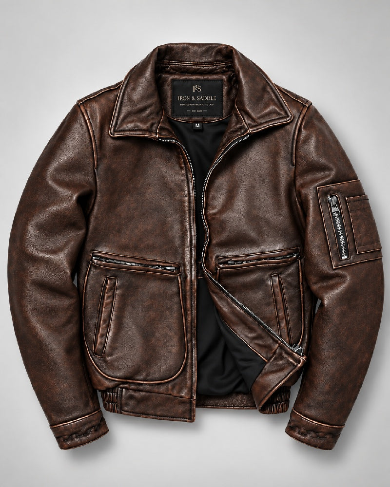 Russian Distressed Cowhide Leather Jacket