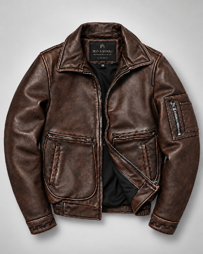 Russian Distressed Cowhide Leather Jacket