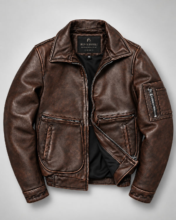 Russian Distressed Cowhide Leather Jacket