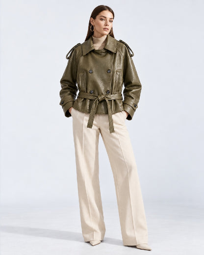 SGreen_Faux_Leather_Trench_Coat