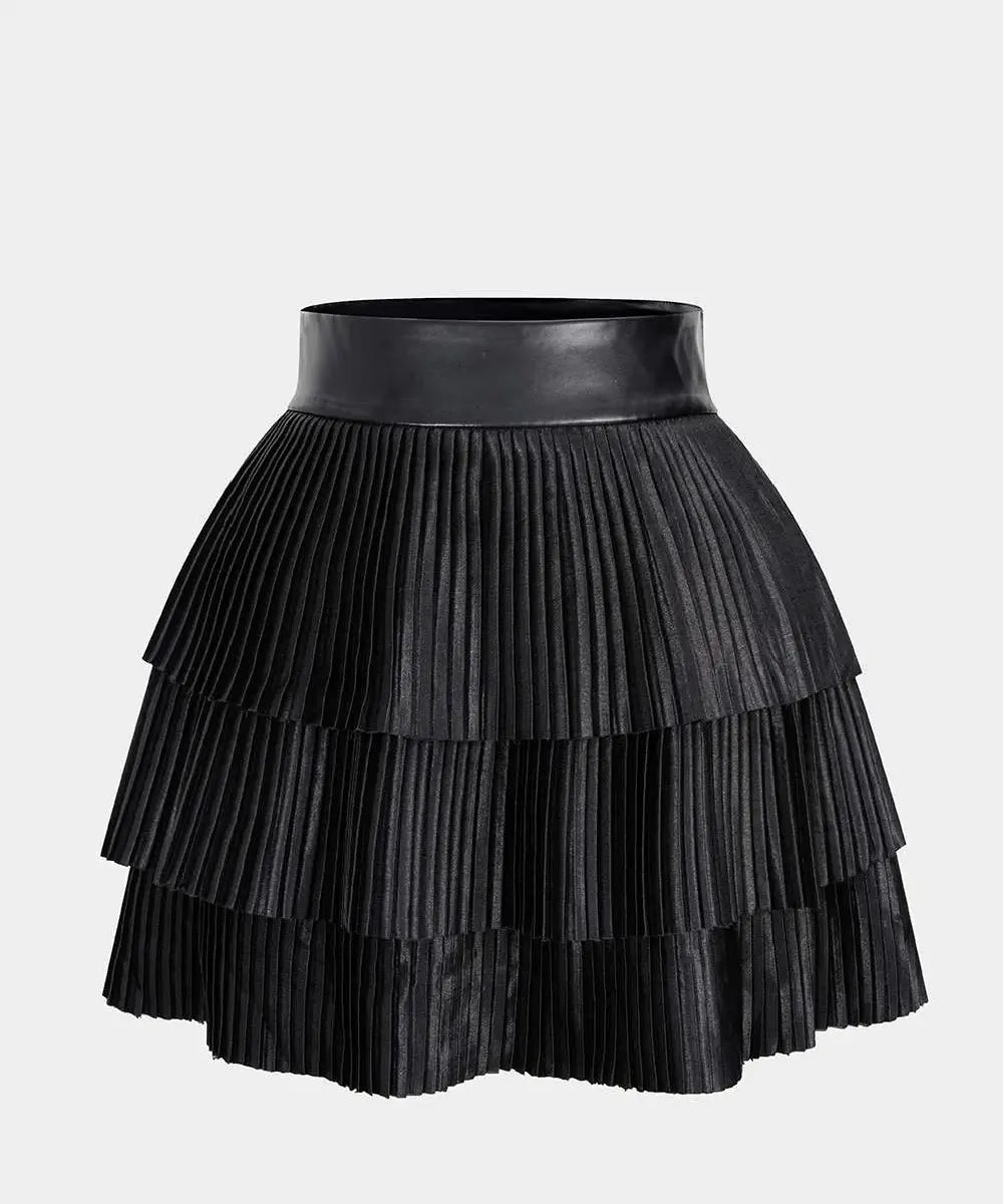 SatinFinishPleatedLayeredBlack_Skirt