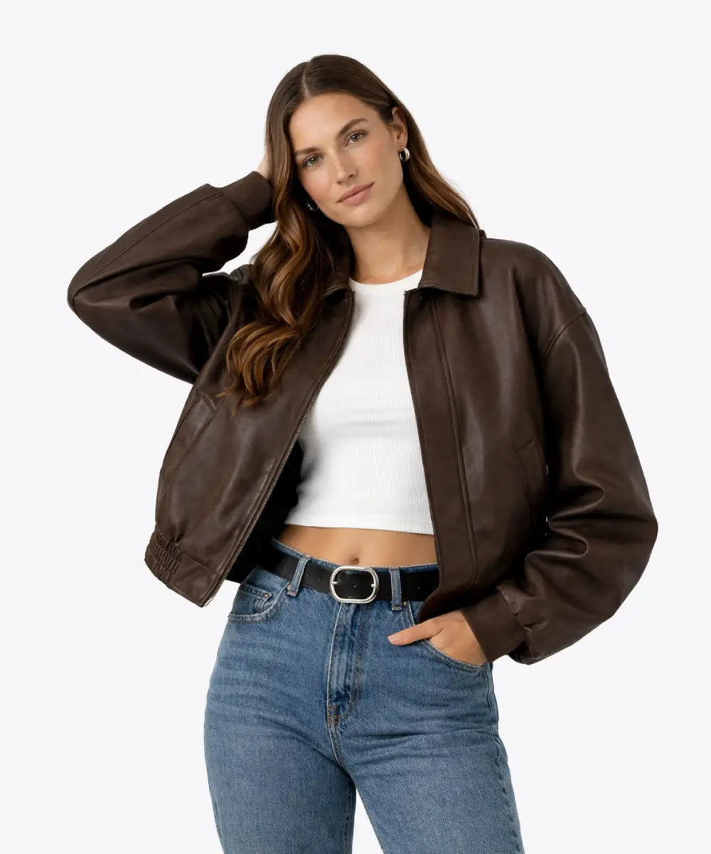 SelenaGomezOversizedLeatherJacket