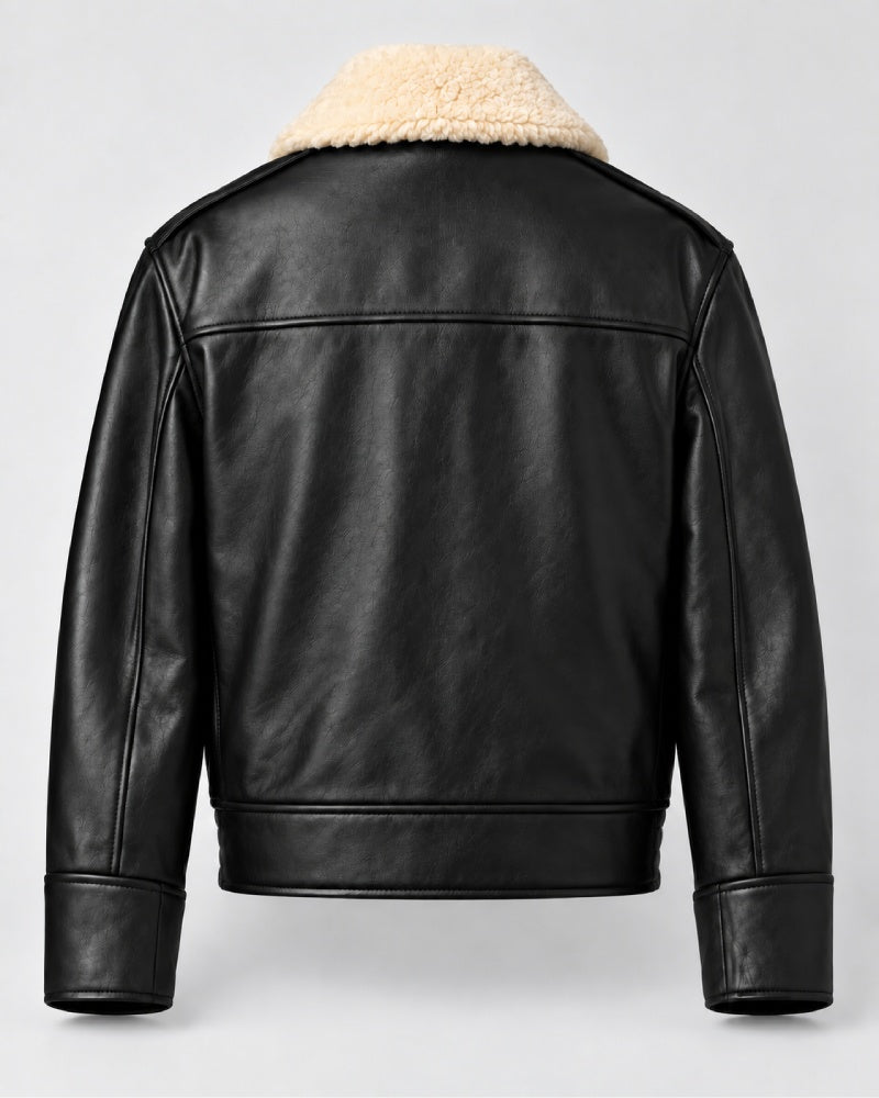 Shearling-Trimmed Leather Jacket