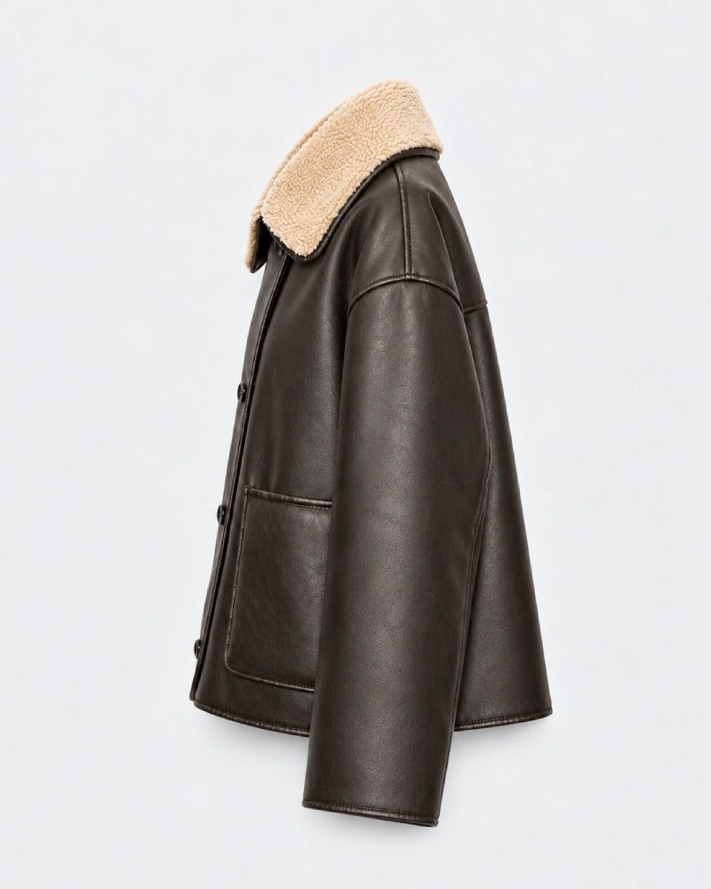 ShearlingLeatherLimitedEditionOversizedDoubleFacedAviatorBomberJacket