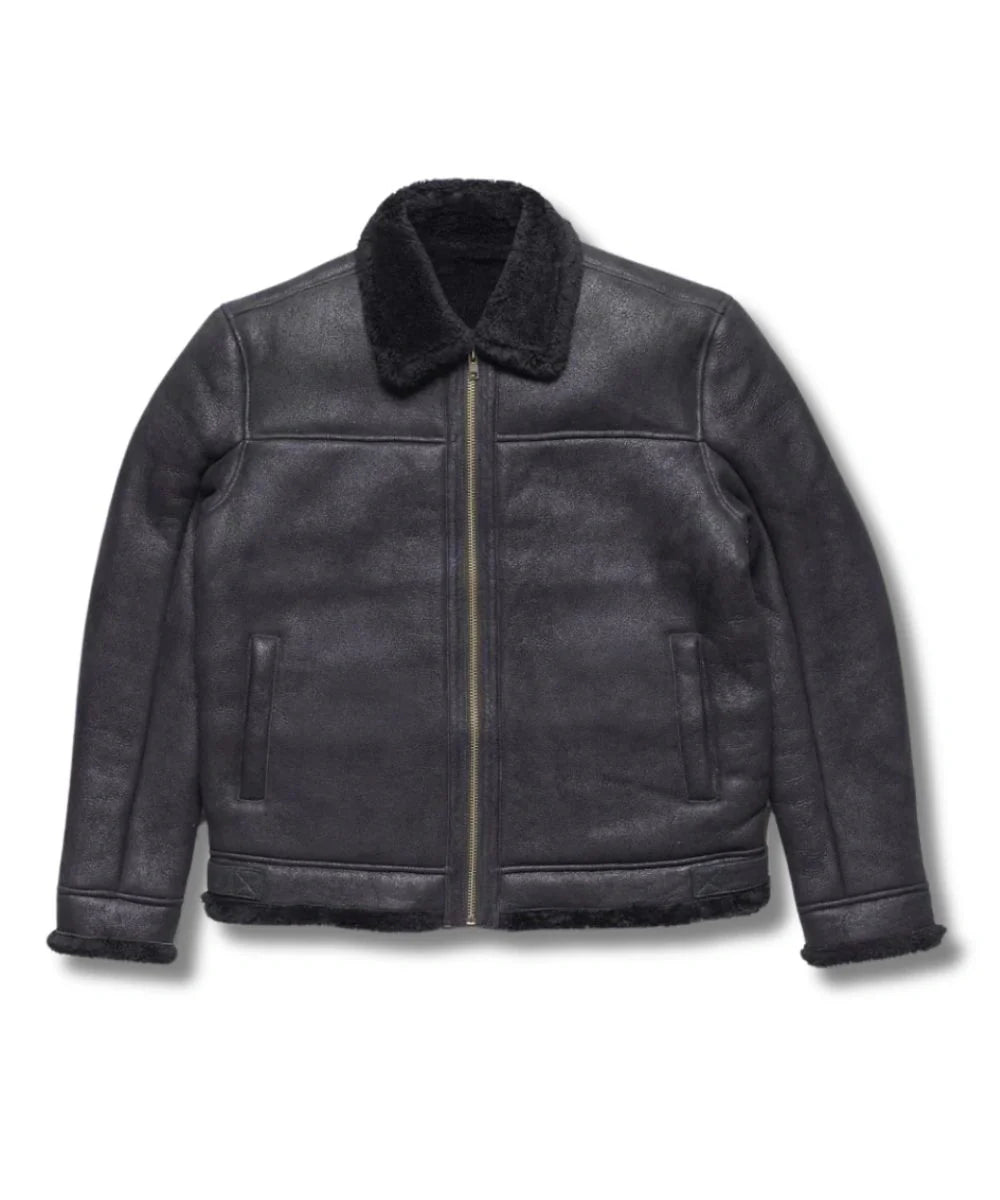 Shearling Leather Bomber Jacket