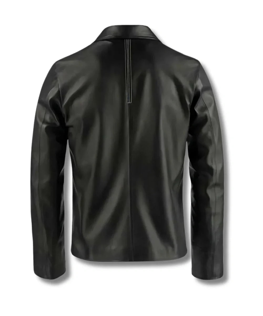 Slim Fit Black Leather Motorcycle Jacket Mens 