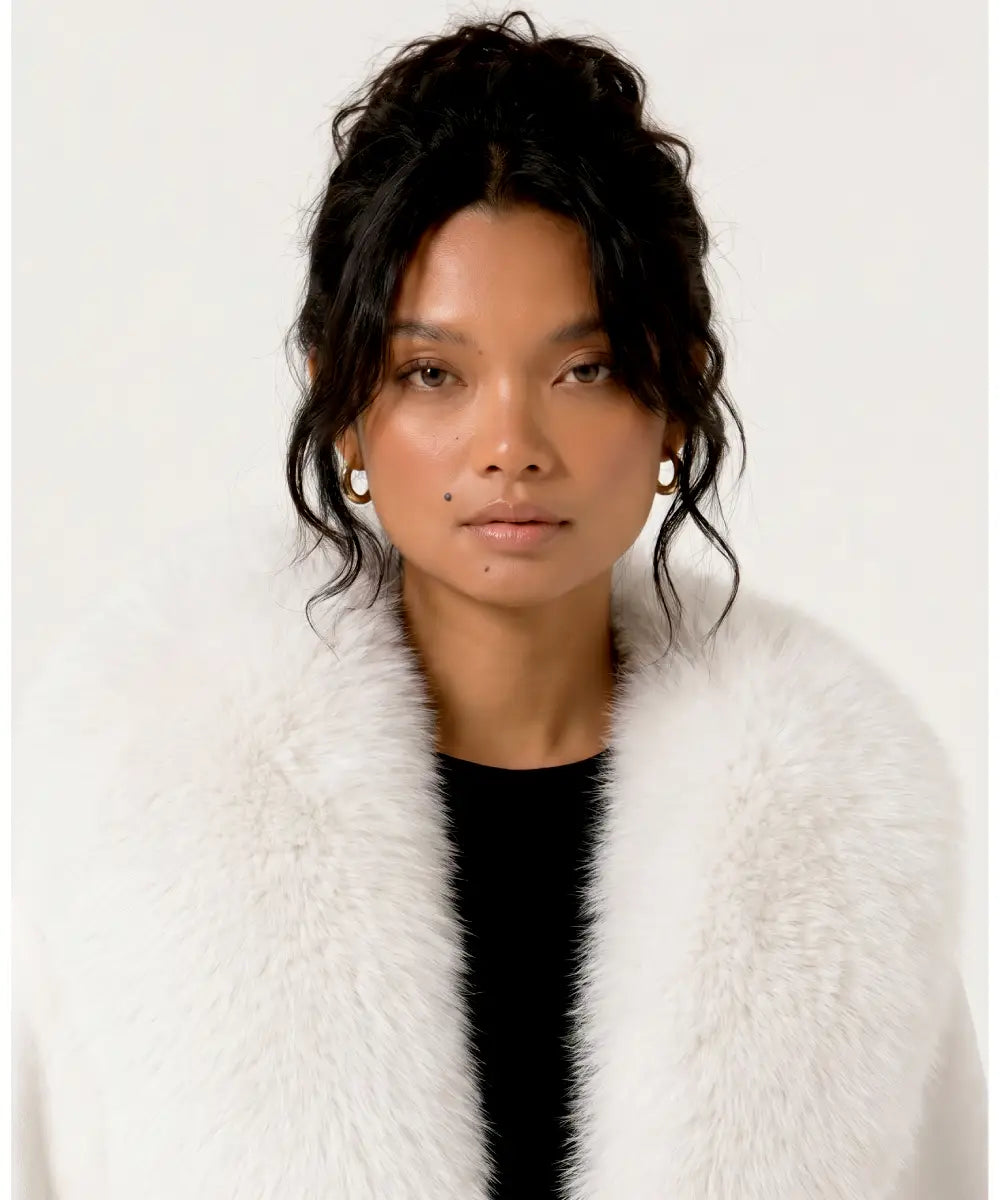 SnowfallWhiteFurSuedeOversizedJacket