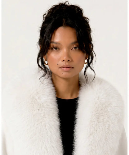 SnowfallWhiteFurSuedeOversizedJacket
