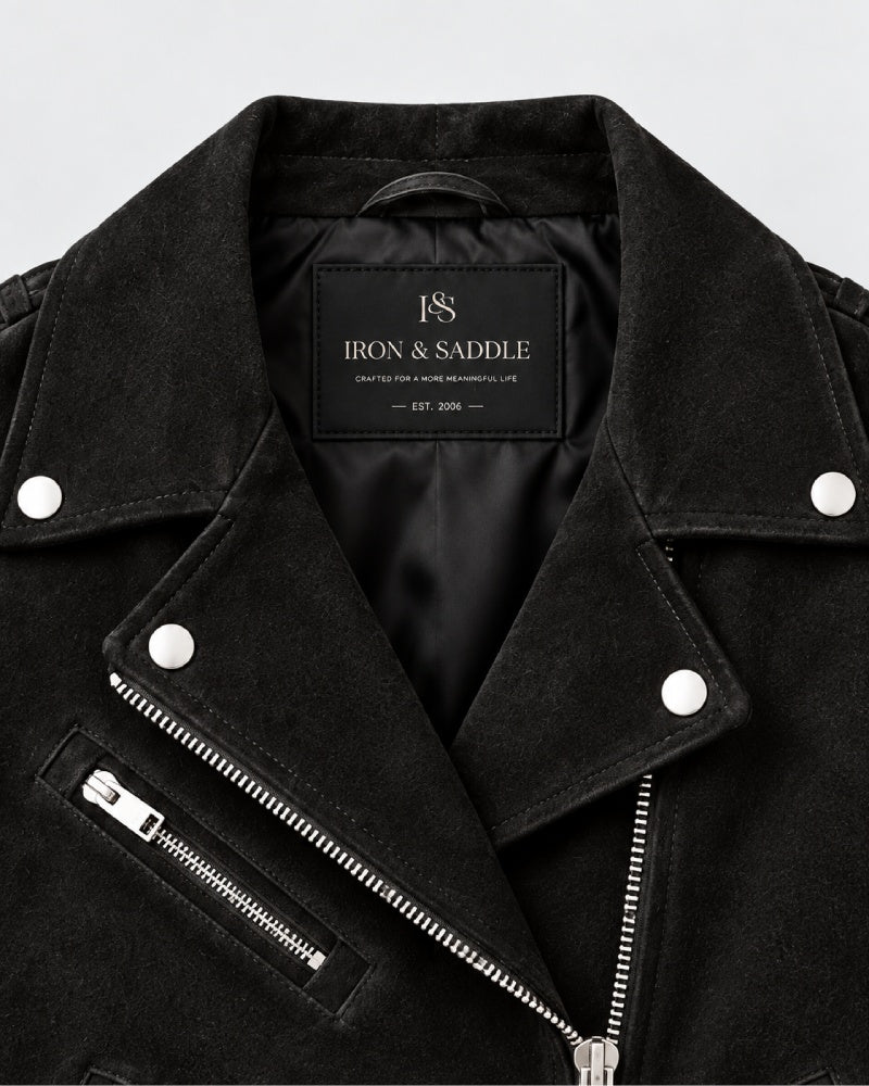 Mens Suede Black Biker Leather Jacket