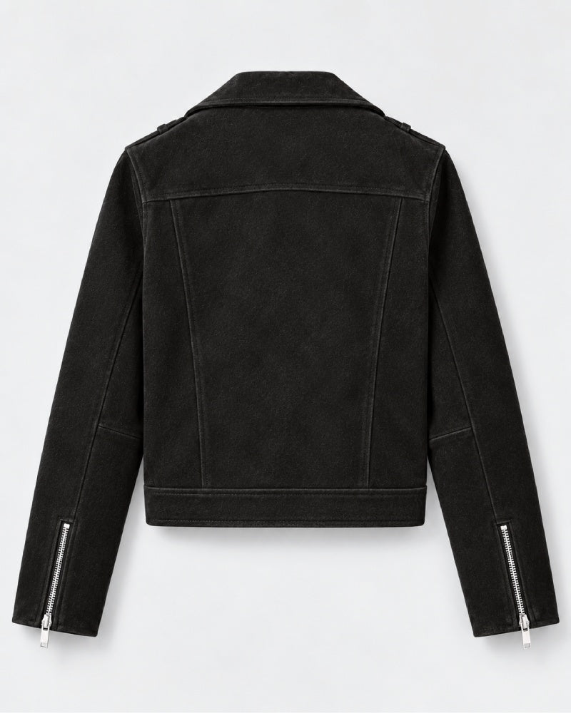 Mens Suede Black Biker Leather Jacket