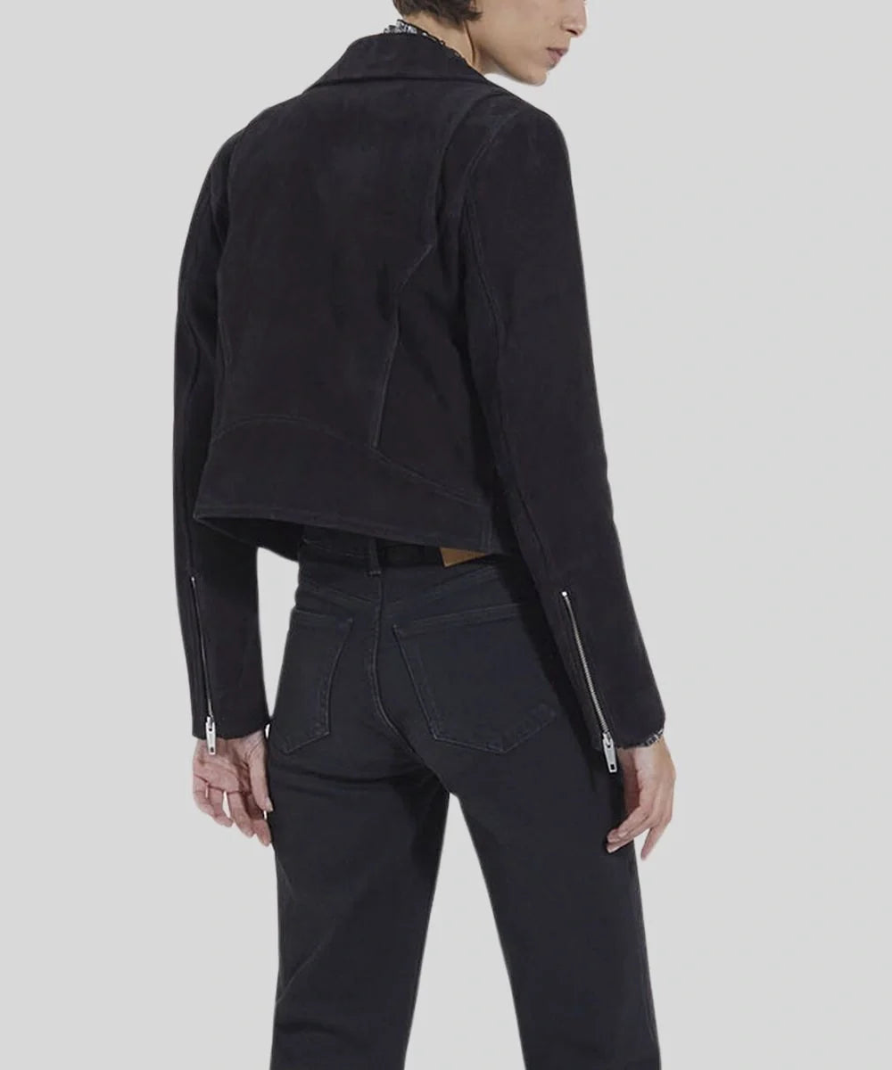 Suede Black Biker Jacket Womens